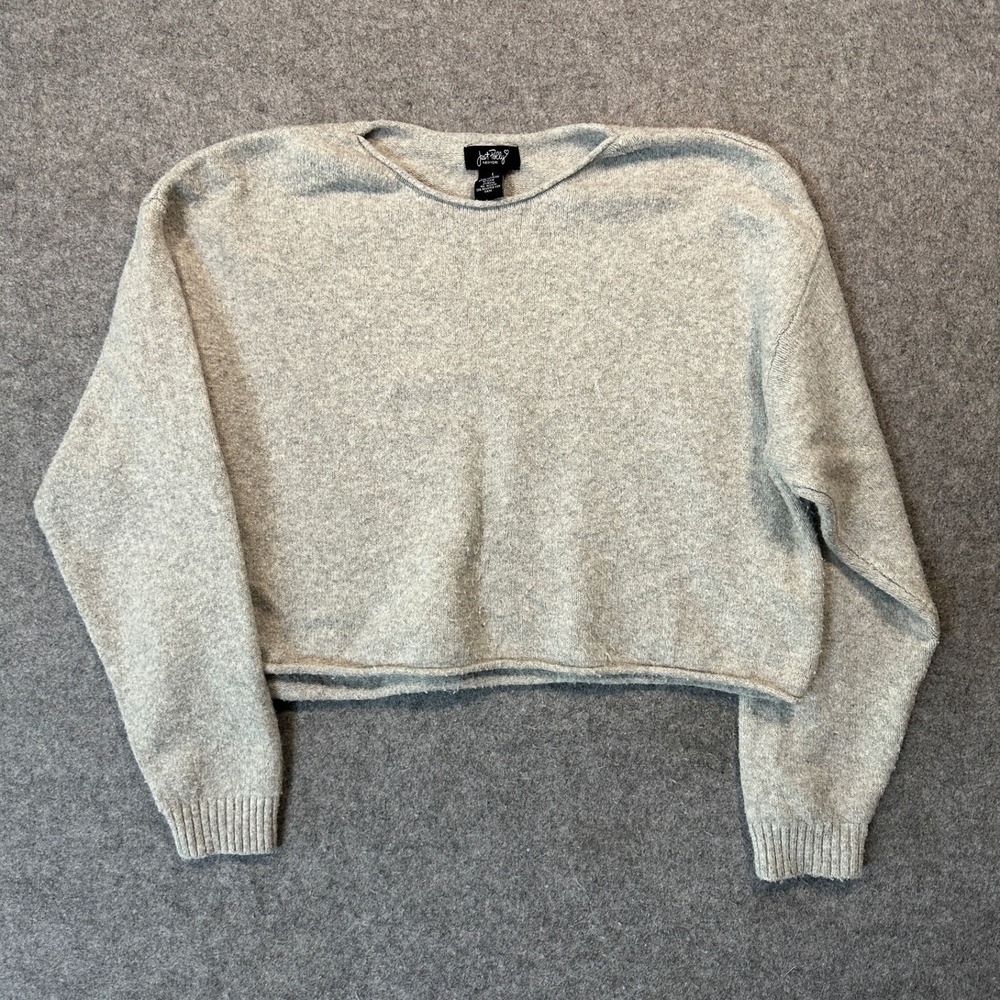 Just Polly JT19060‎ Cropped Sweater Large Heather Gray Soft Knit